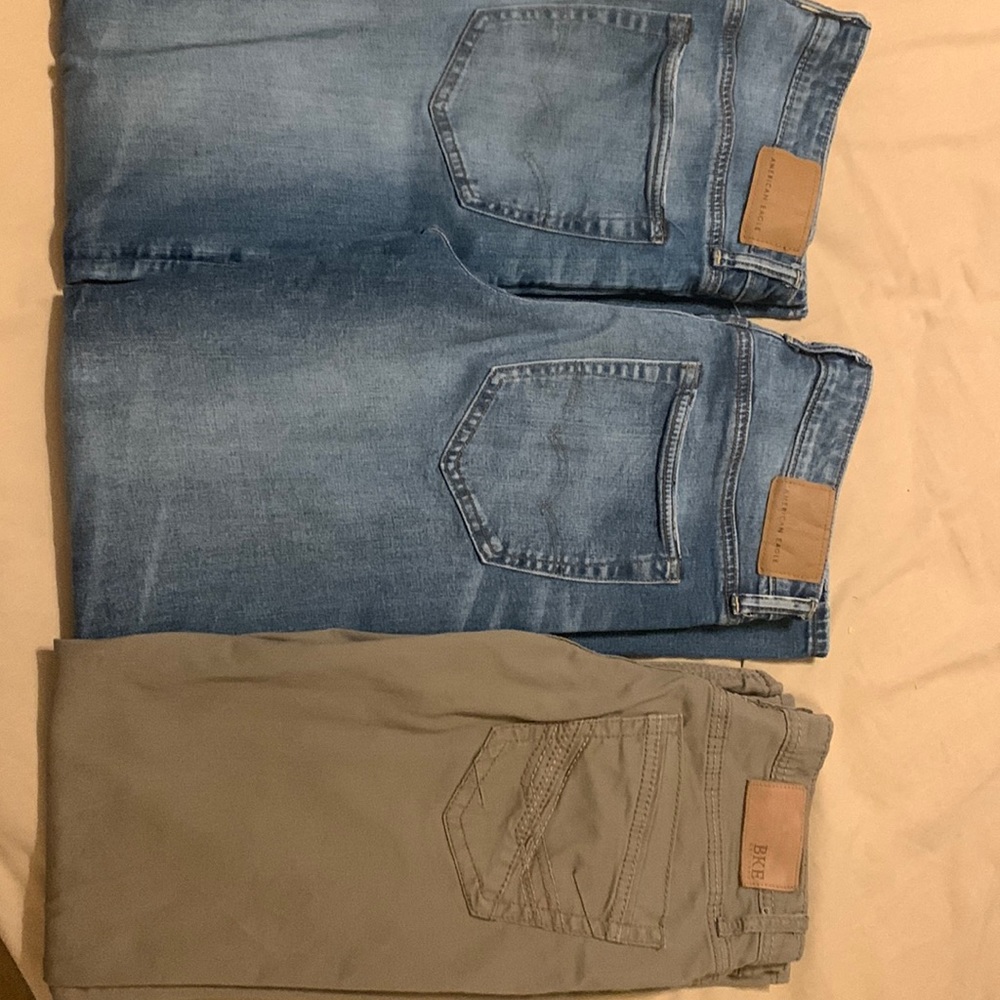 2 AMERICAN EAGLE ORIGINAL BOOTCUT 31/32, BKE JAKE BOOTCUT 31/32